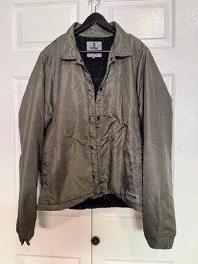 CHROME INDUSTRIES Fleece Lined Snap Front Coach Jacket Olive Green M